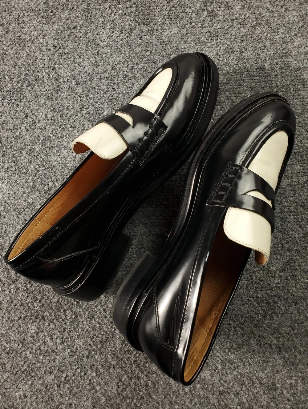 Madewell The Vernon Penny Loafers 8 Two Tone Slip On Patent Leather Apron Black - Picture 7 of 16